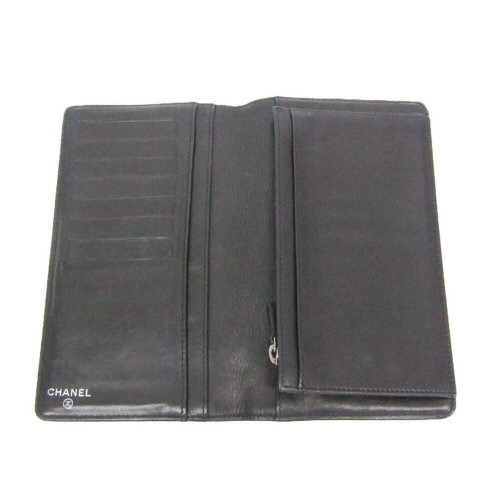 CHANEL Authentic Black Lambskin Leather Logo Wallet - Picture 4 of 16